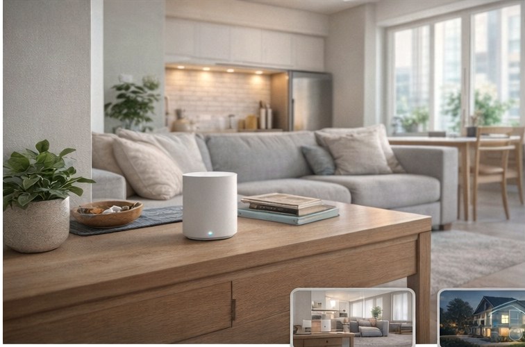 Apartment interior with a router